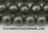 CSB2321 15.5 inches 6mm round wrinkled shell pearl beads wholesale