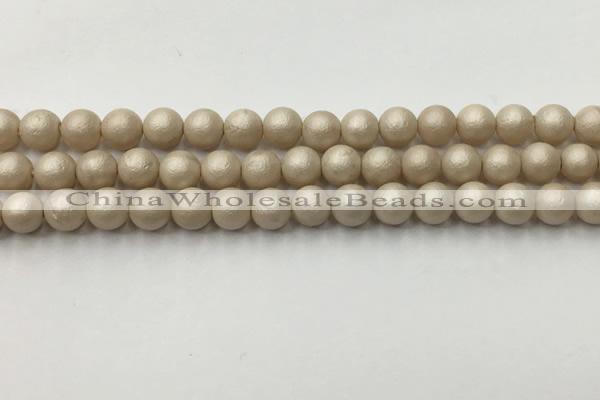 CSB2371 15.5 inches 6mm round matte wrinkled shell pearl beads