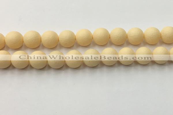 CSB2385 15.5 inches 14mm round matte wrinkled shell pearl beads