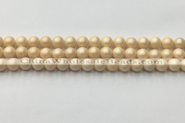 CSB2390 15.5 inches 4mm round matte wrinkled shell pearl beads