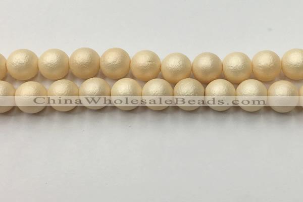 CSB2396 15.5 inches 16mm round matte wrinkled shell pearl beads