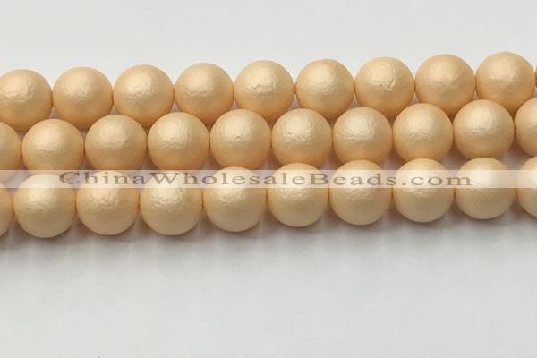 CSB2406 15.5 inches 16mm round matte wrinkled shell pearl beads