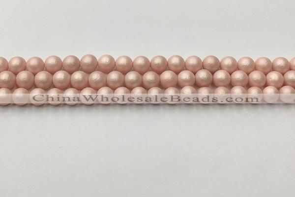 CSB2410 15.5 inches 4mm round matte wrinkled shell pearl beads