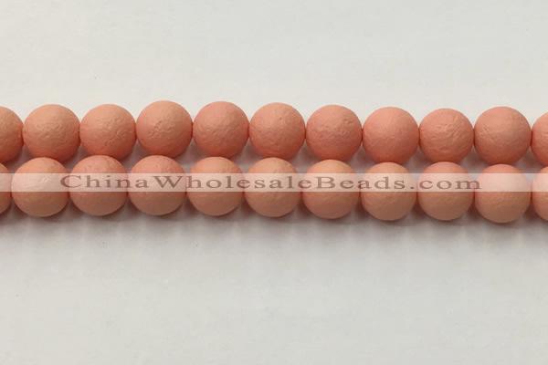 CSB2425 15.5 inches 14mm round matte wrinkled shell pearl beads