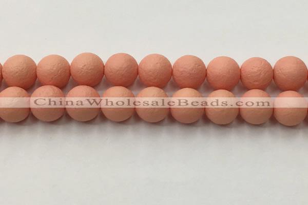 CSB2426 15.5 inches 16mm round matte wrinkled shell pearl beads