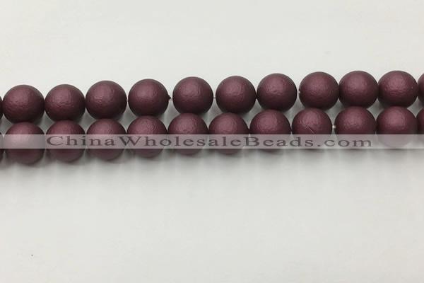 CSB2455 15.5 inches 14mm round matte wrinkled shell pearl beads