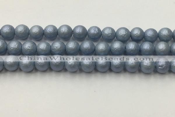 CSB2474 15.5 inches 12mm round matte wrinkled shell pearl beads