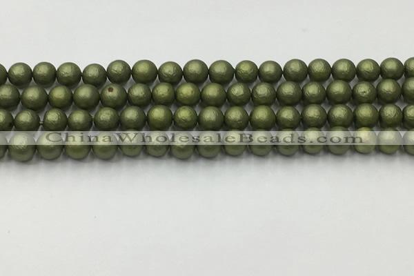 CSB2521 15.5 inches 6mm round matte wrinkled shell pearl beads