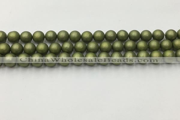 CSB2522 15.5 inches 8mm round matte wrinkled shell pearl beads