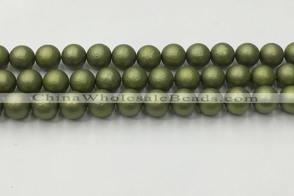 CSB2524 15.5 inches 12mm round matte wrinkled shell pearl beads