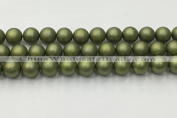 CSB2525 15.5 inches 14mm round matte wrinkled shell pearl beads