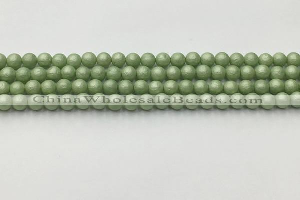 CSB2530 15.5 inches 4mm round matte wrinkled shell pearl beads