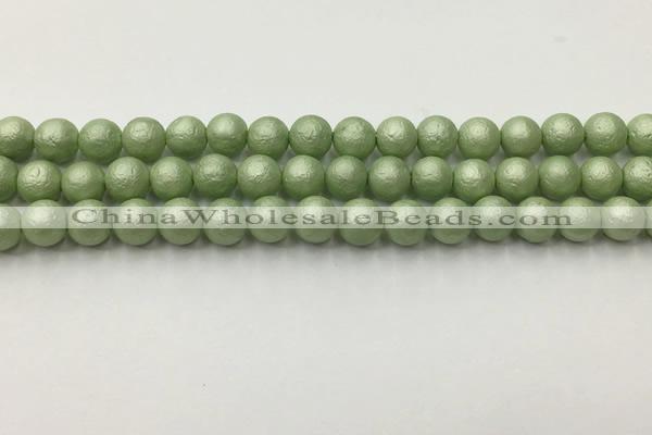 CSB2532 15.5 inches 8mm round matte wrinkled shell pearl beads