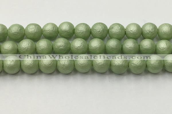 CSB2536 15.5 inches 16mm round matte wrinkled shell pearl beads