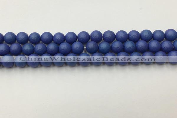 CSB2572 15.5 inches 8mm round matte wrinkled shell pearl beads