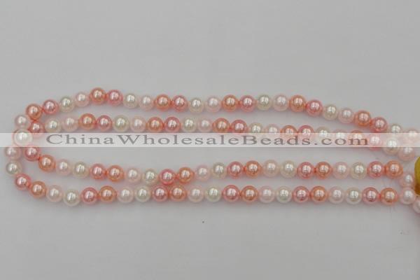 CSB302 15.5 inches 8mm round mixed color shell pearl beads