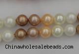 CSB308 15.5 inches 8mm round mixed color shell pearl beads