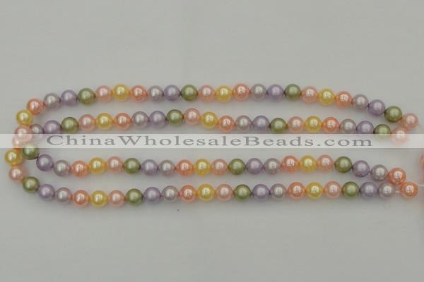 CSB309 15.5 inches 8mm round mixed color shell pearl beads