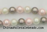 CSB313 15.5 inches 8mm round mixed color shell pearl beads