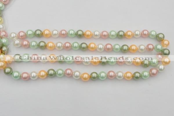 CSB327 15.5 inches 10mm round mixed color shell pearl beads