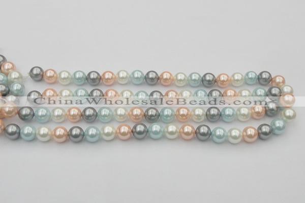 CSB336 15.5 inches 10mm round mixed color shell pearl beads