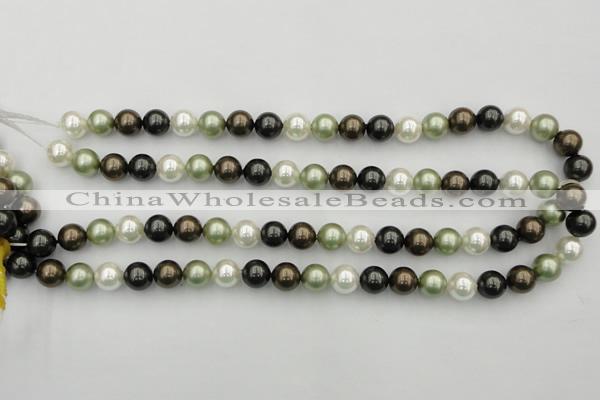 CSB337 15.5 inches 10mm round mixed color shell pearl beads