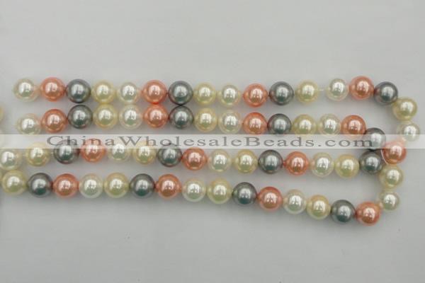 CSB355 15.5 inches 12mm round mixed color shell pearl beads