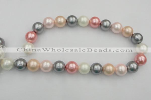 CSB391 15.5 inches 16mm round mixed color shell pearl beads