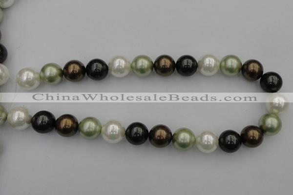 CSB396 15.5 inches 16mm round mixed color shell pearl beads