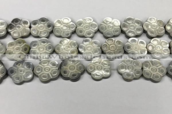 CSB4107 15.5 inches 20mm carved flower abalone shell beads