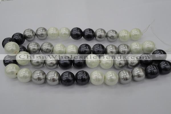 CSB650 15.5 inches 18mm whorl round mixed color shell pearl beads