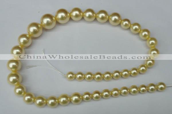 CSB923 15.5 inches 8mm - 14mm round shell pearl beads wholesale