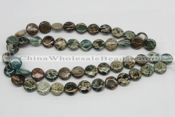 CSE5009 15.5 inches 16mm flat round natural sea sediment jasper beads