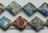 CSE54 15.5 inches 16*16mm diamond dyed natural sea sediment jasper beads