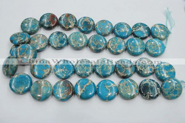 CSE65 15.5 inches 25mm flat round dyed natural sea sediment jasper beads