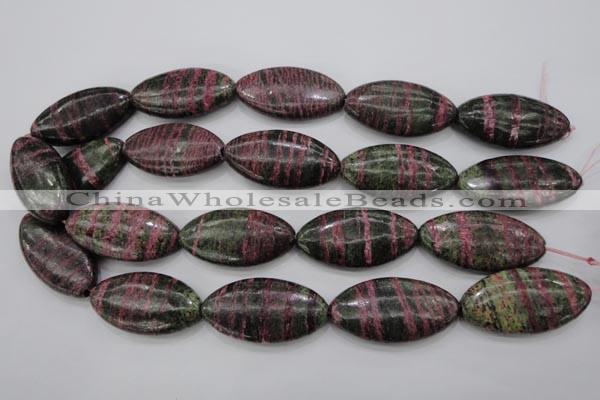 CSJ275 15.5 inches 20*40mm marquise dyed green silver line jasper beads