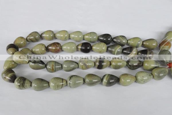 CSL105 15.5 inches 15*20mm teardrop silver leaf jasper beads wholesale