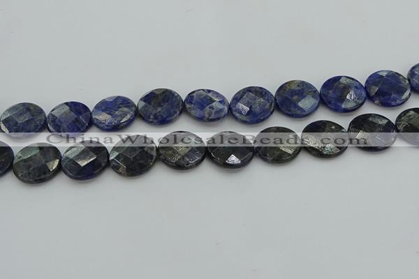 CSO709 15.5 inches 18mm faceted coin sodalite gemstone beads