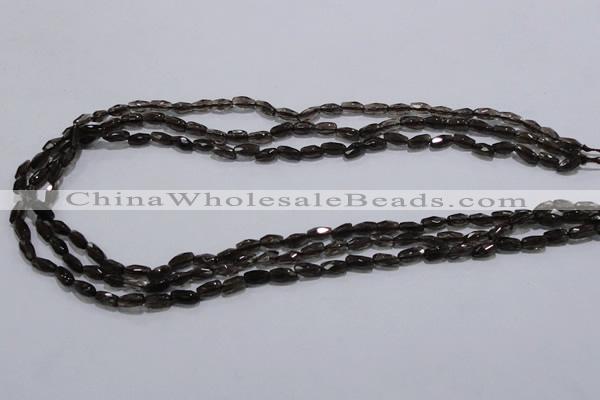 CSQ112 4*7mm faceted rice grade AA natural smoky quartz beads