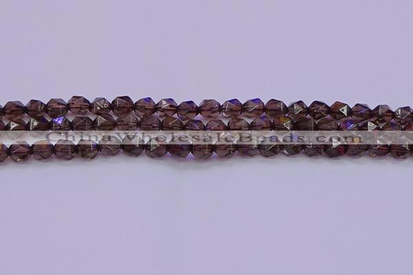 CSQ522 15.5 inches 8mm faceted nuggets smoky quartz beads