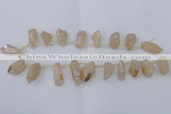 CTD1123 Top drilled 10*22mm - 12*30mm nuggets plated quartz beads