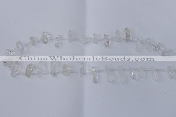 CTD1140 Top drilled 5*12mm - 6*18mm nuggets white crystal beads