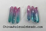 CTD1224 Top drilled 7*30mm - 9*45mm sticks plated quartz beads