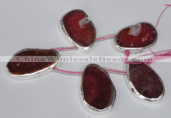 CTD1577 30*45mm - 35*50mm freeform agate beads with brass setting