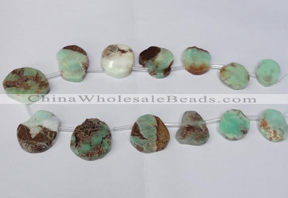 CTD1616 Top drilled 18*25mm - 30*35mm freeform Australia chrysoprase beads