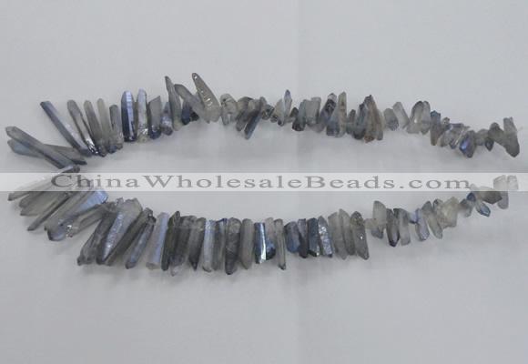 CTD1625 Top drilled 4*15mm - 6*35mm sticks plated quartz beads