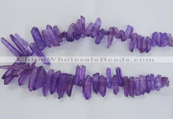 CTD1699 Top drilled 8*15mm - 11*35mm sticks dyed white crystal beads