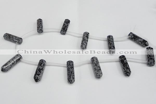 CTD1813 Top drilled 10*30mm - 10*32mm sticks snowflake obsidian beads