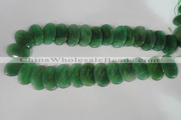 CTD23 Top drilled 20*30mm oval green aventurine beads wholesale