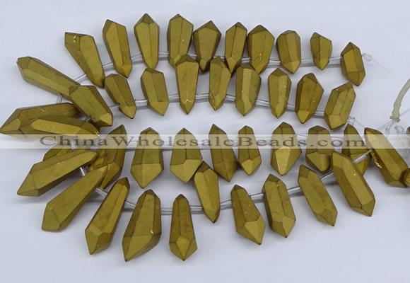 CTD2863 Top drilled 15*20mm - 22*50mm sticks plated quartz beads